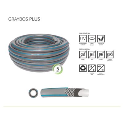 Graybos Plus szövetbetétes locsolótömlő 1″ 25fm szürke