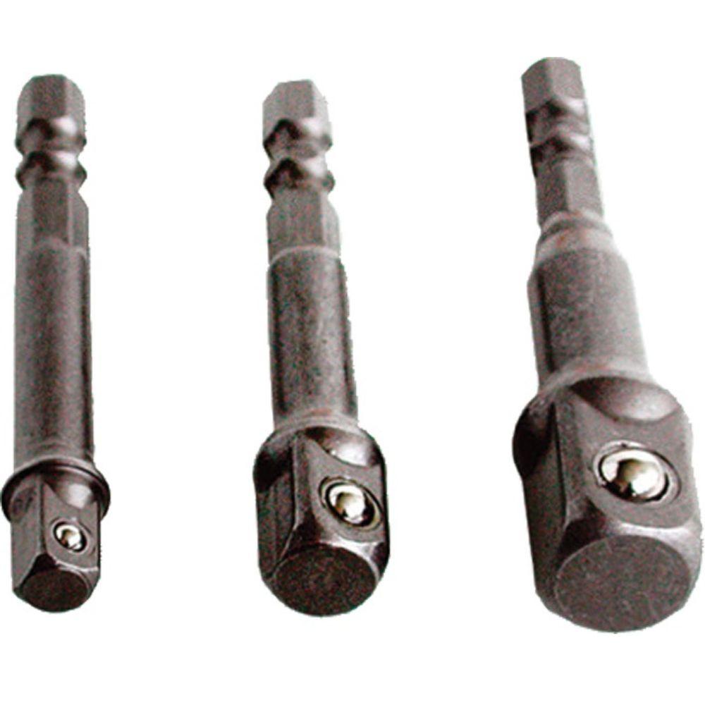 Dugókulcs adapter készlet 3db-os; 1/4″ – 3/8″ – 1/2″, befogás: 1/4″ hatszög