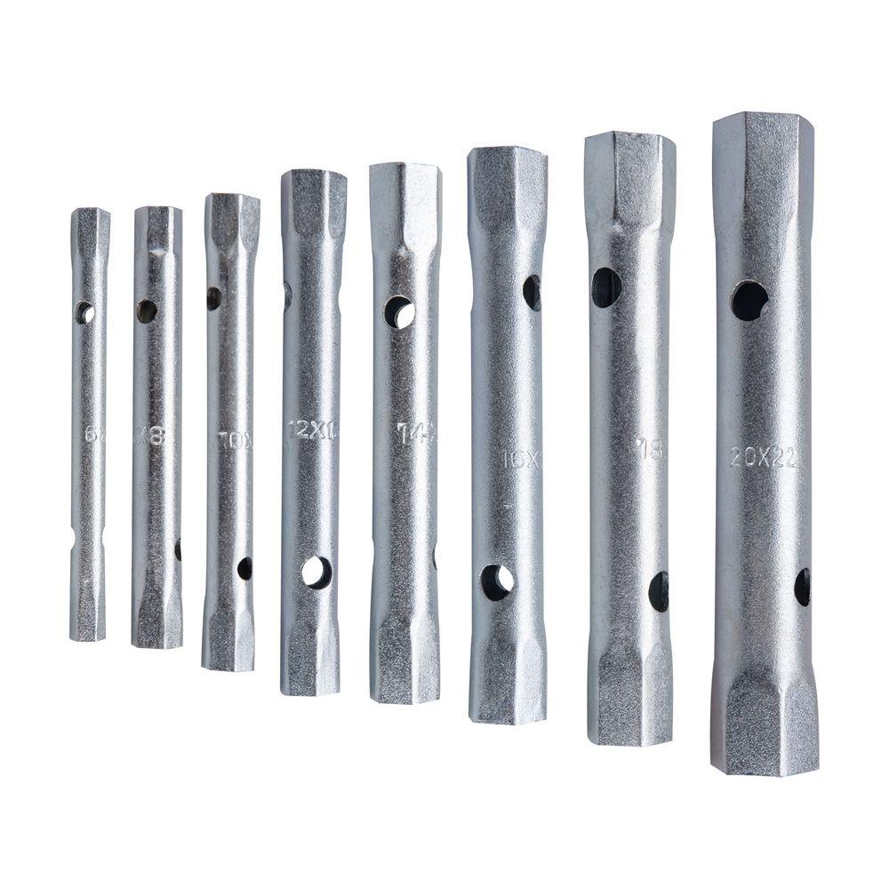 Csőkulcs klt., 10db (8 csőkulcs+2 hajtóvas), CrV., 6-22mm